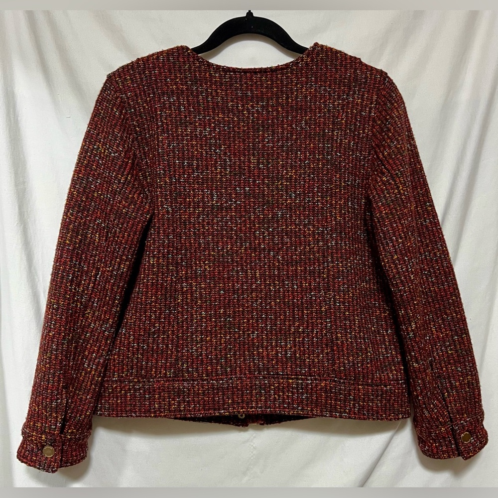 Liverpool Los Angeles Collarless Zip Up Tweed Jacket Office Casual Colorful Chic - Picture 12 of 16